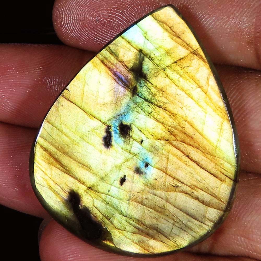 116.65 Ct 100% Natural Labradorite Pear Cabochon Super Gemstone 36x44x9 mm HB53