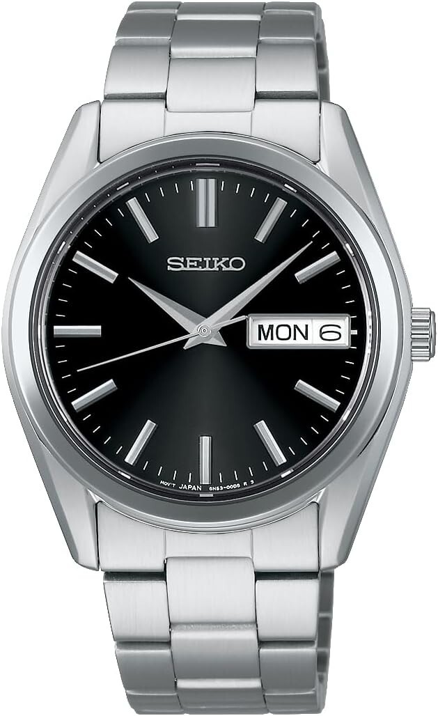 SEIKO SELECTION SBTH011 Stainless Steel Day Date Quartz Watch Black Dial 37.4mm