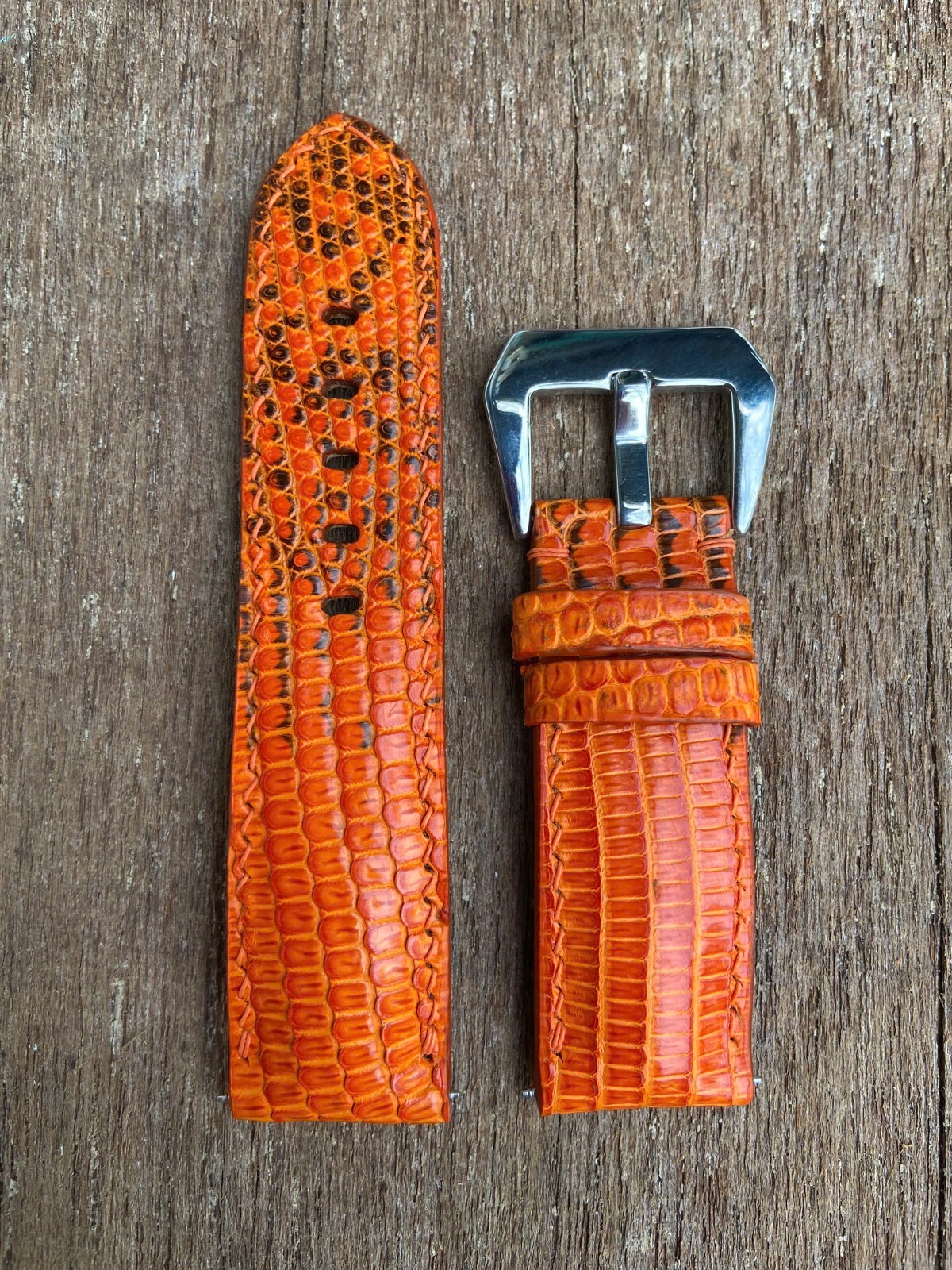 Orange Lizard Leather Watch Strap Band, Size 16mm 18mm 20mm 21mm 22mm 24mm 26mm
