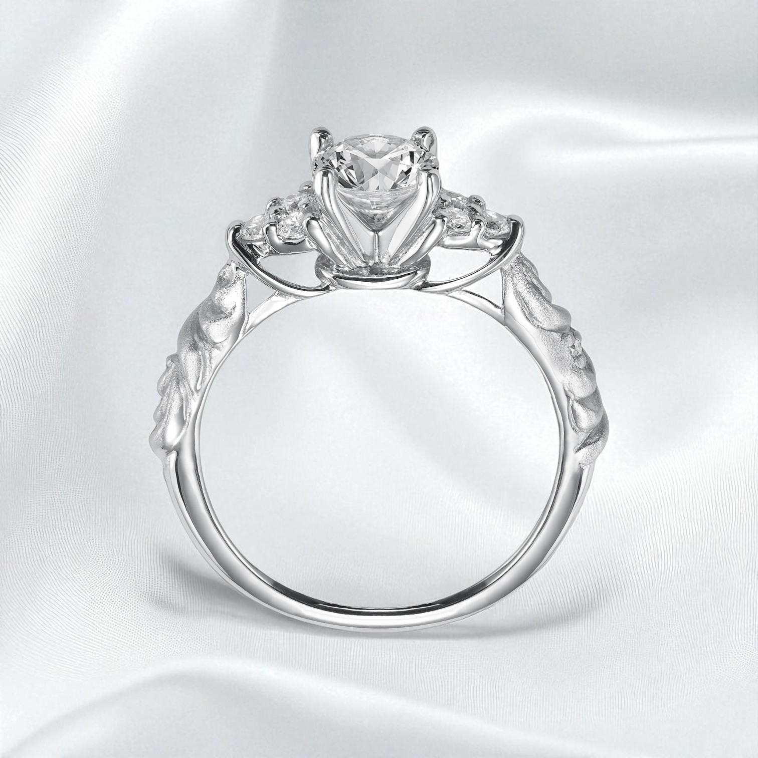14K White Gold 1CT Diamond Ring Wedding Set $5375 Floral “Gossimer” by ARTCARVED
