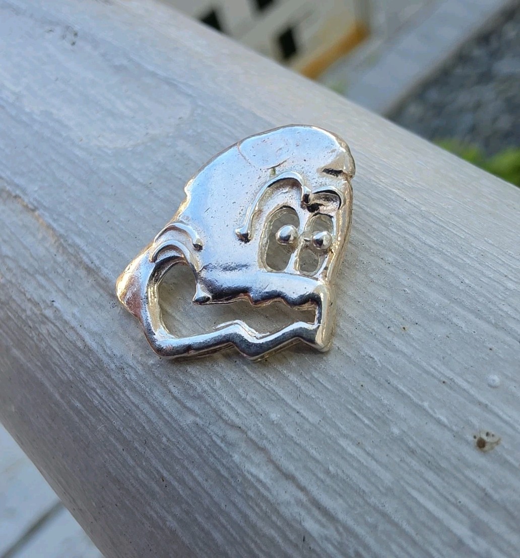 Vintage 80’s Pac Man Ghost Monster 925 Sterling Silver Pendant Charm