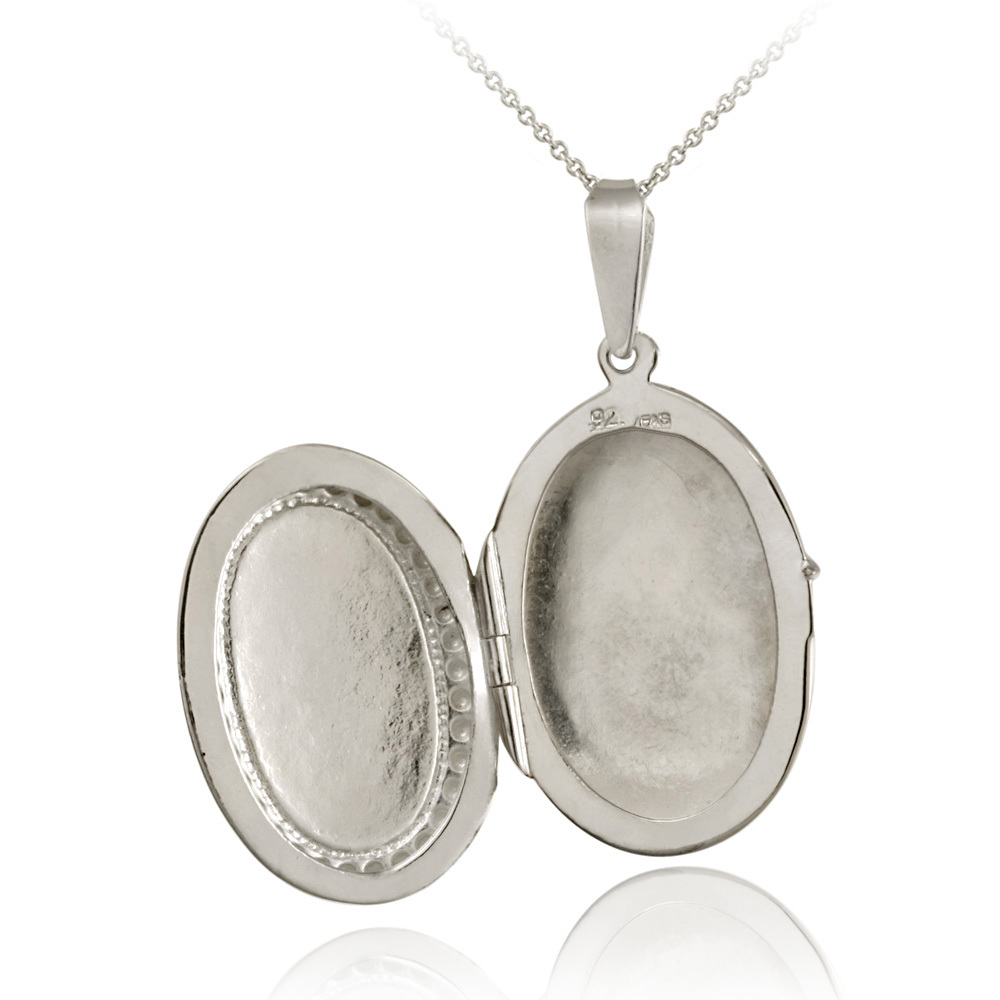 Sterling Silver Two-Tone Oval Locket Pendant