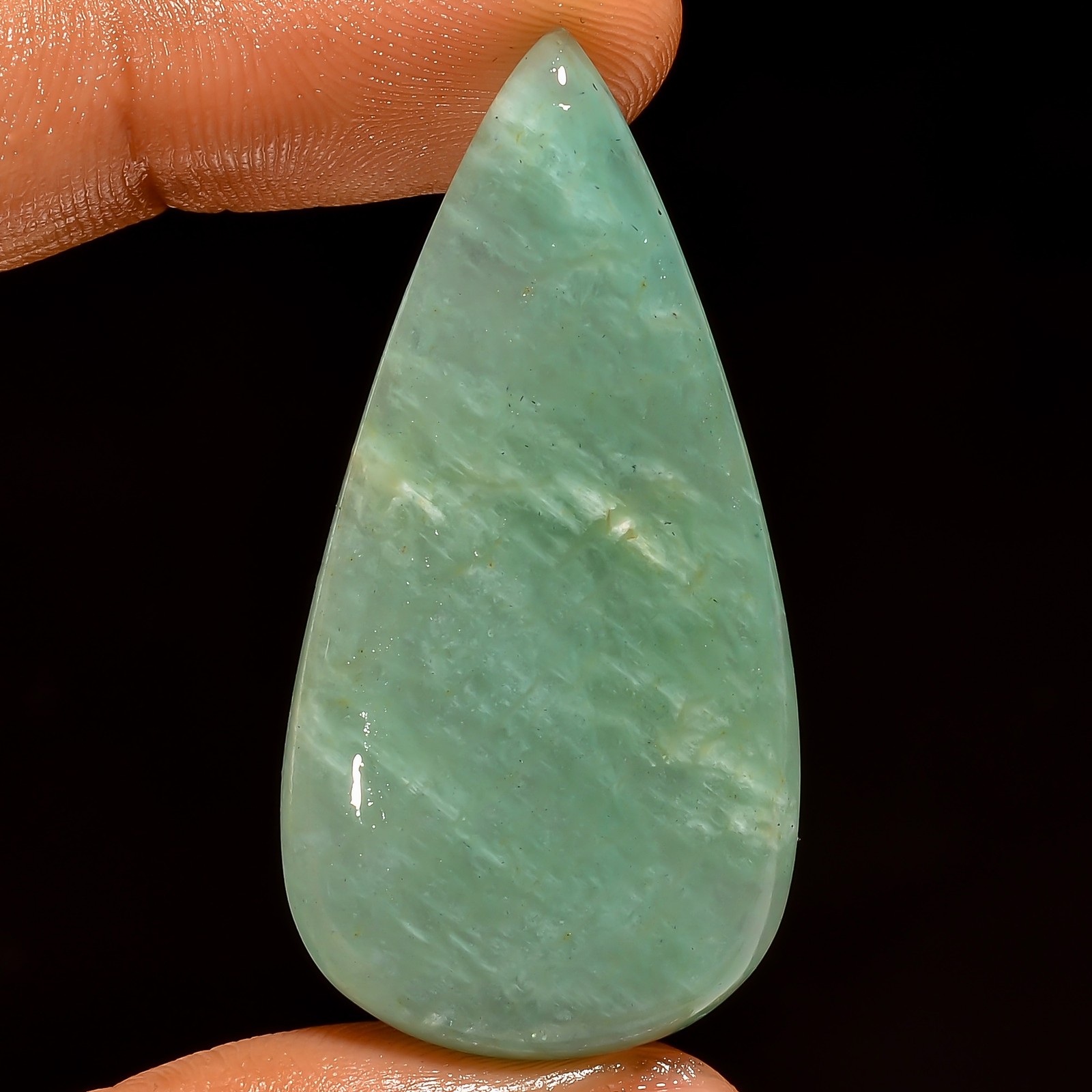 100% Natural Amazonite Pear Shape Cabochon Loose Gemstone 49 Ct 44X22X6mm A37835