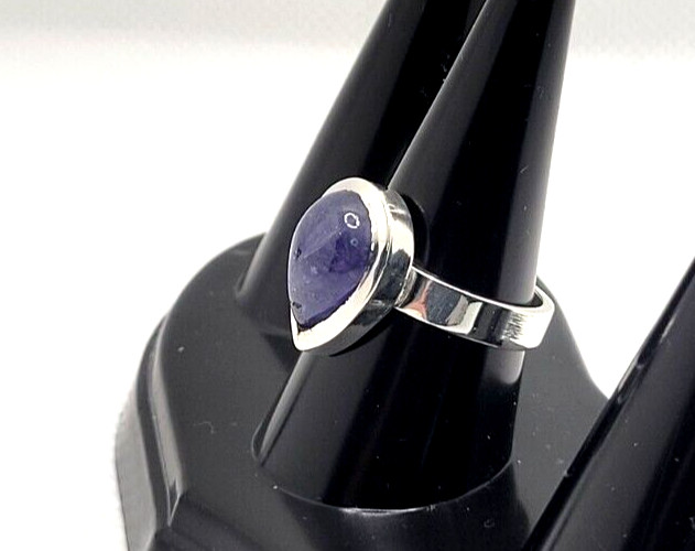 Natural Blue Tanzanite Stone Ring 925 Sterling Silver Size 8 Handmade 5.67 grams