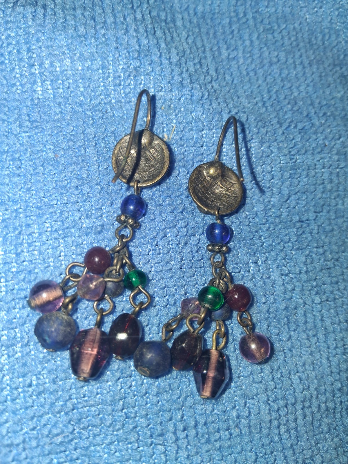 Handcrafted Multicolor Round Glass Bead Dangle/Drop Hook Earrings