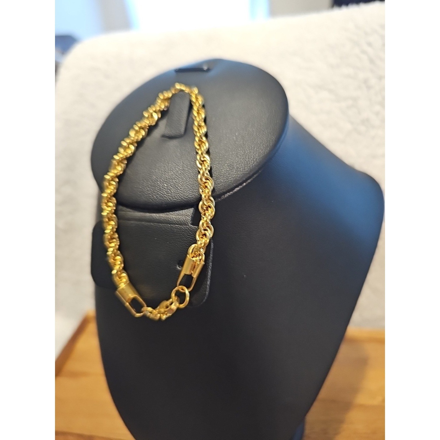 4.7 mm Woman Man Gold Plated Stainless Steel Rope Chain Bracelet Bangle 8”