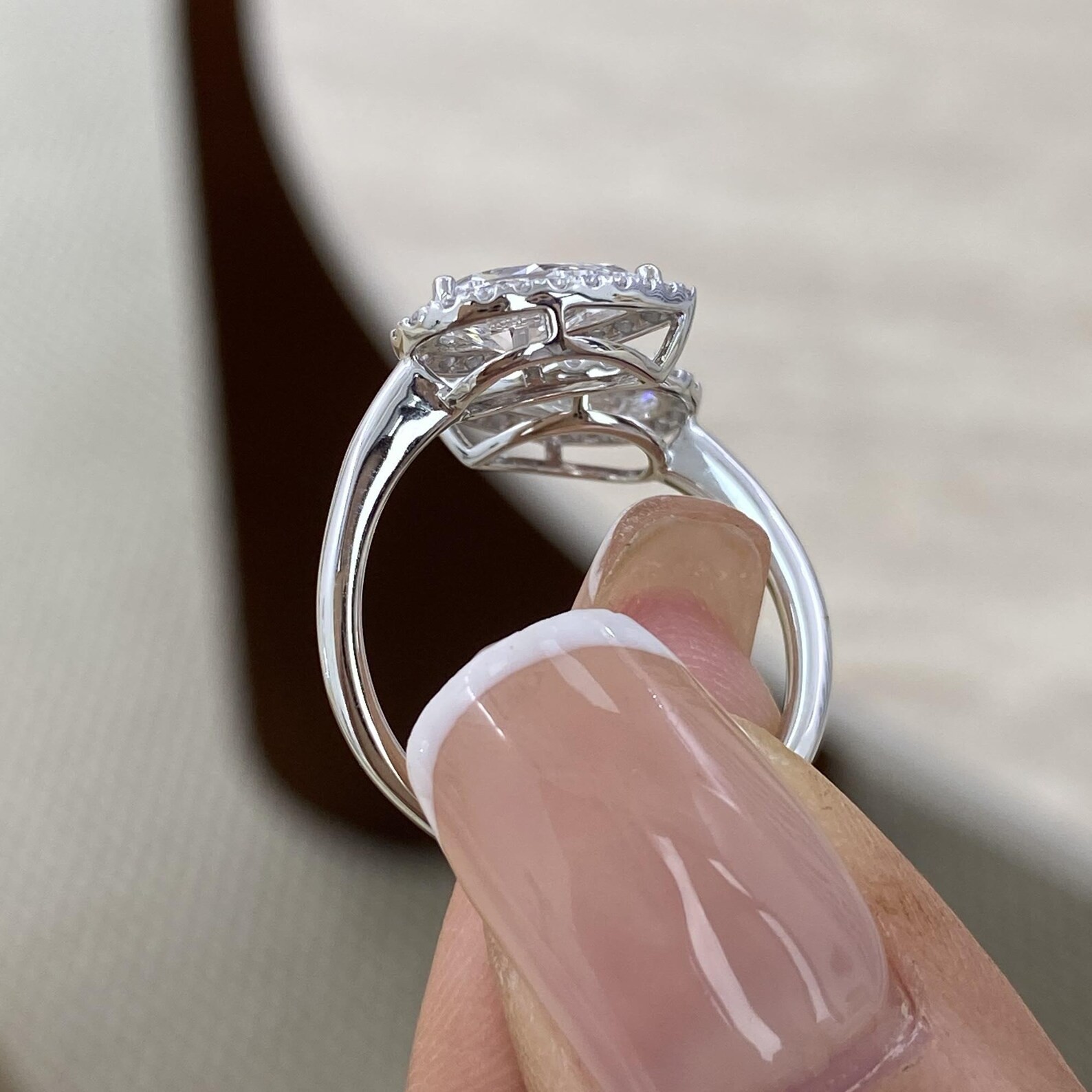 3.00 CT Certified Pear Cut White Diamond Ring, Tariffs FREE & Matching Studs.