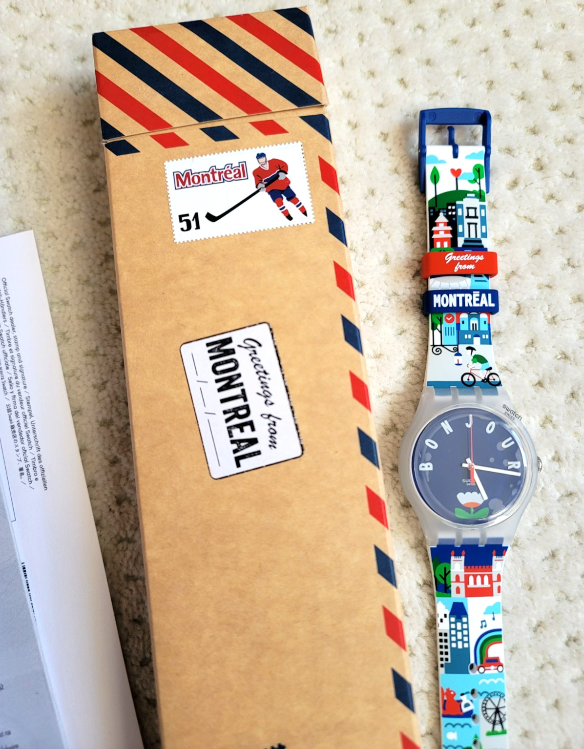 NIB RARE Swatch L’ESPRIT Destination Watch MONTREAL Exclusive SO29Z100