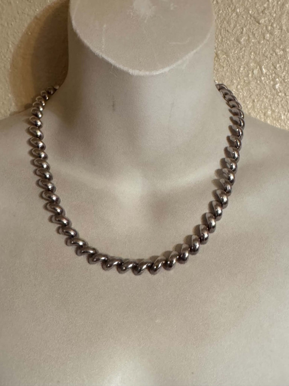 Vintage San Marco 925 Sterling Silver Macaroni Link Chain 19” Necklace 45 Grams