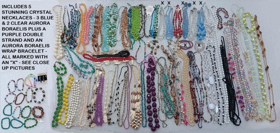 HUGE 98 piece (10+ lb) Vintage to Now Estate Sale Costume Jewelry Lot – Crystal!
