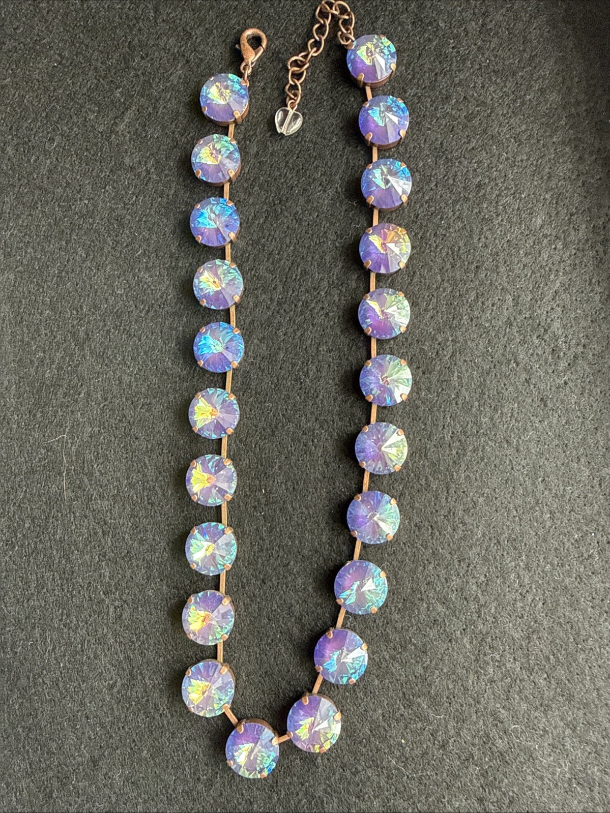 Authentic Sabika Manhattan Choker Necklace 15mm Iridescent Blue Teal Crystal