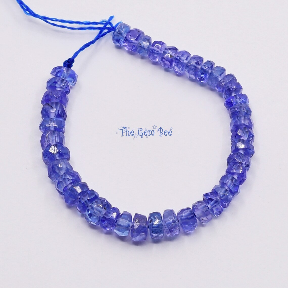 3.3mm-3.5mm Gem Grade Periwinkle Tanzanite Faceted Rondelle Bead 3 inch strand