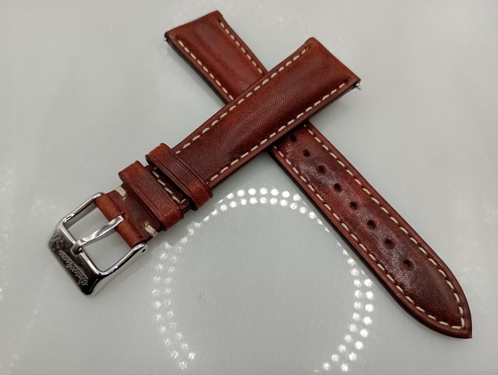 New Watchgecko Highley 20mm Italian Leather Handmade Brown Watch Strap 6B382