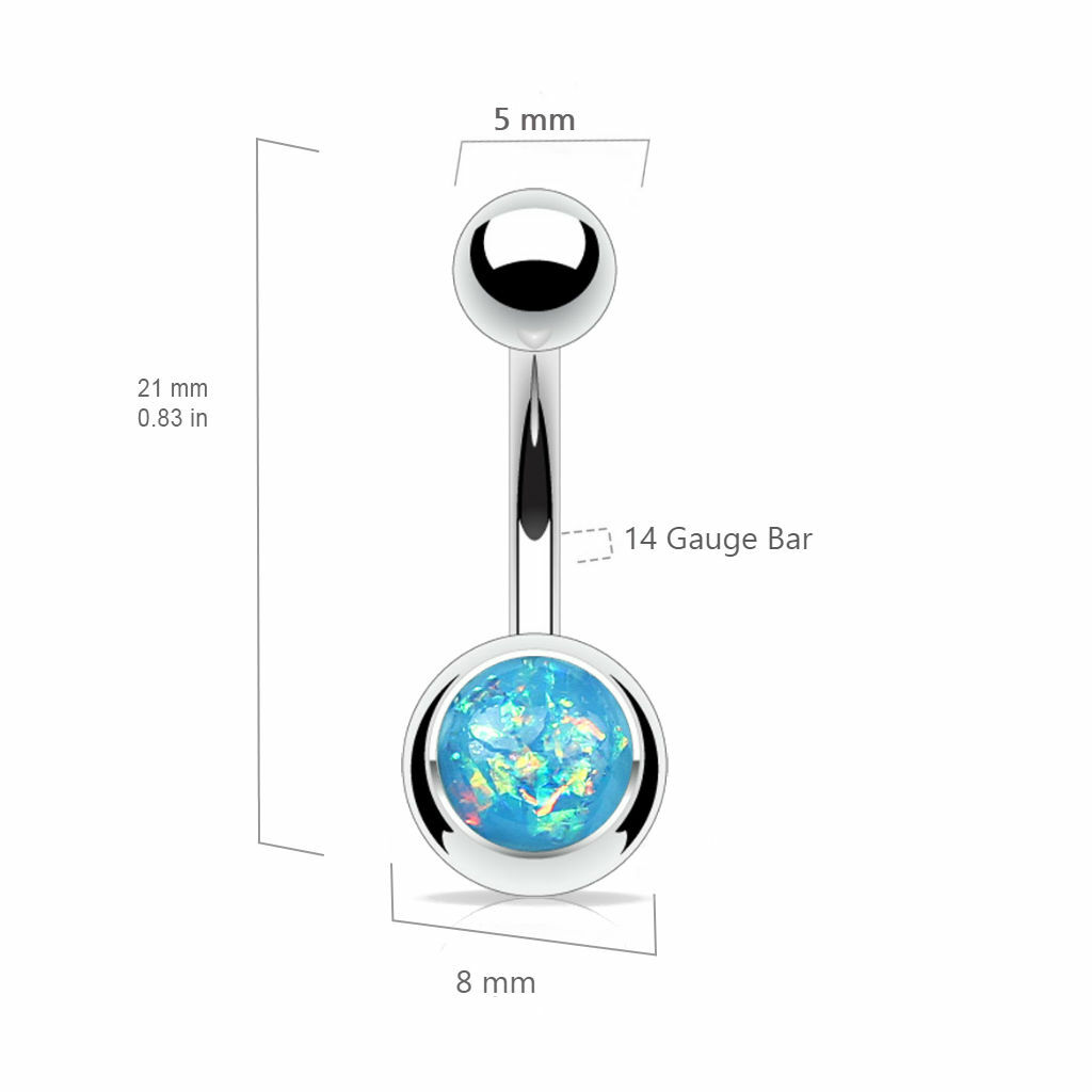 14G Solitaire gem Belly Button Navel Ring Surgical Steel Barbell Stud Piercing