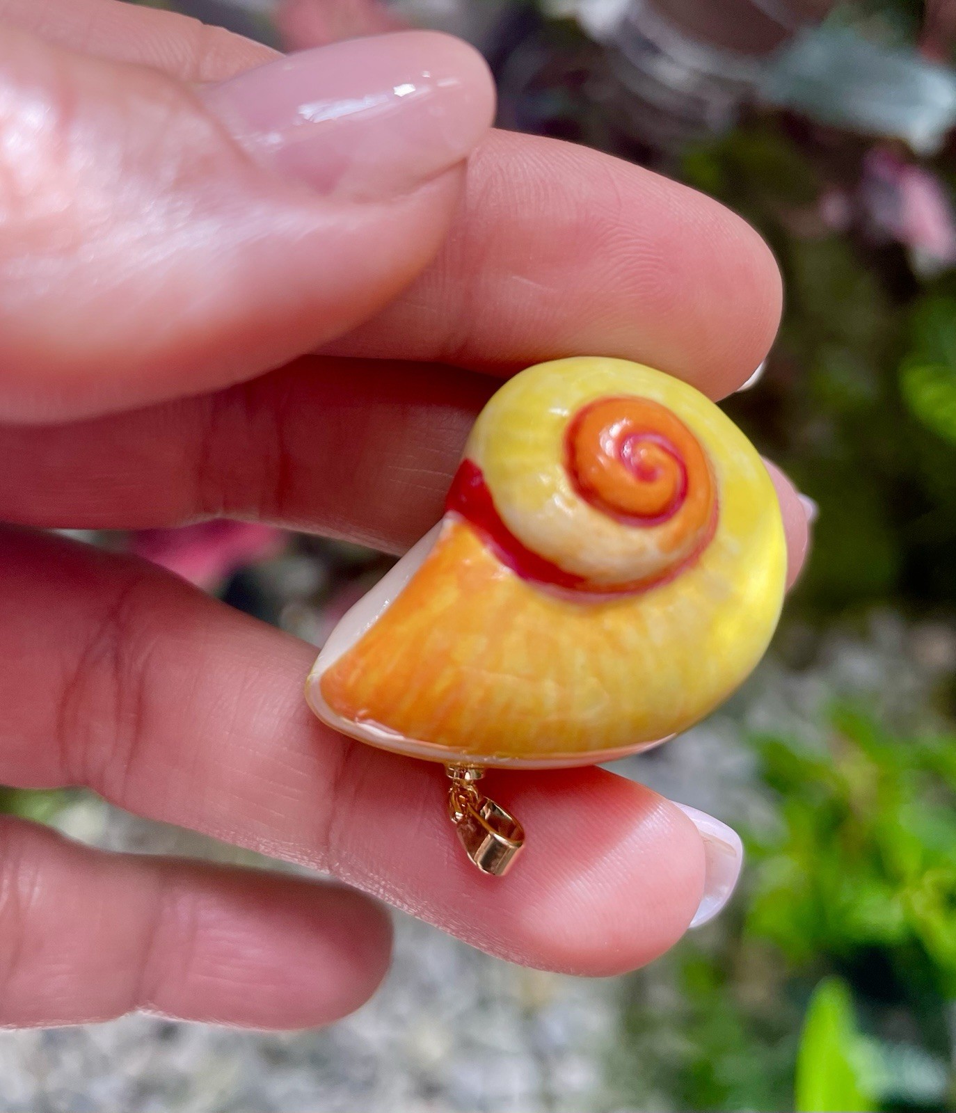 Handmade Ceramic Pendant Jewelry. Unique piece. Tangerine