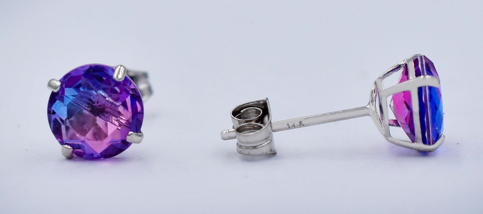 TOURMALINE 1.90 Cts STUD EARRINGS 14K SOLID WHITE GOLD -6 mm NWT – MADE IN USA