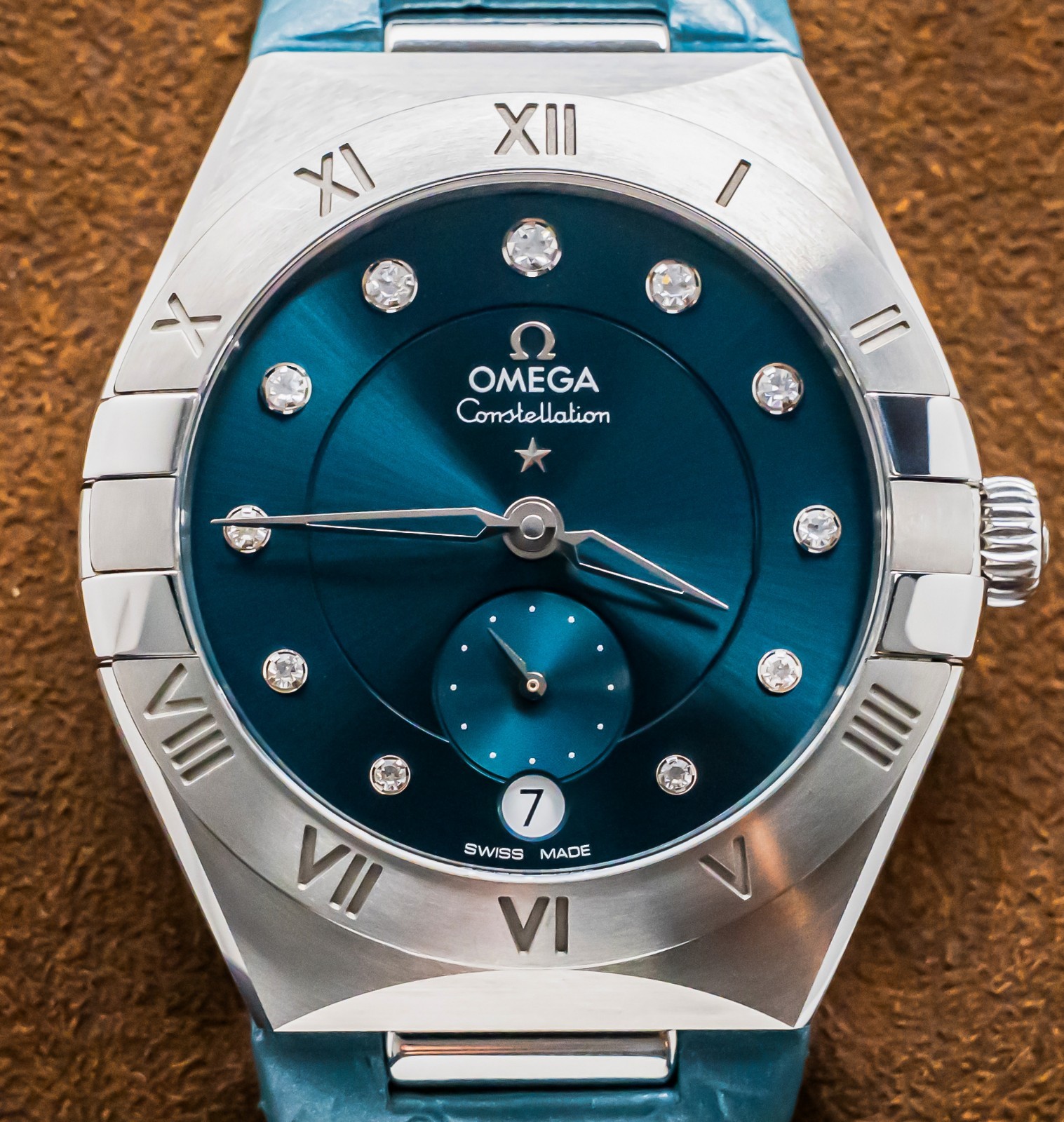 Omega Constellation 34mm Peacock Blue Diamond Dial eBay Live 131.13.34.20.53.001