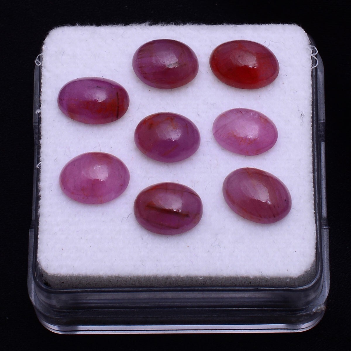 8 Pcs Natural Ruby 7.71mm-8.76mm Oval Cabochon Untreated Dazzling Red Gemstones