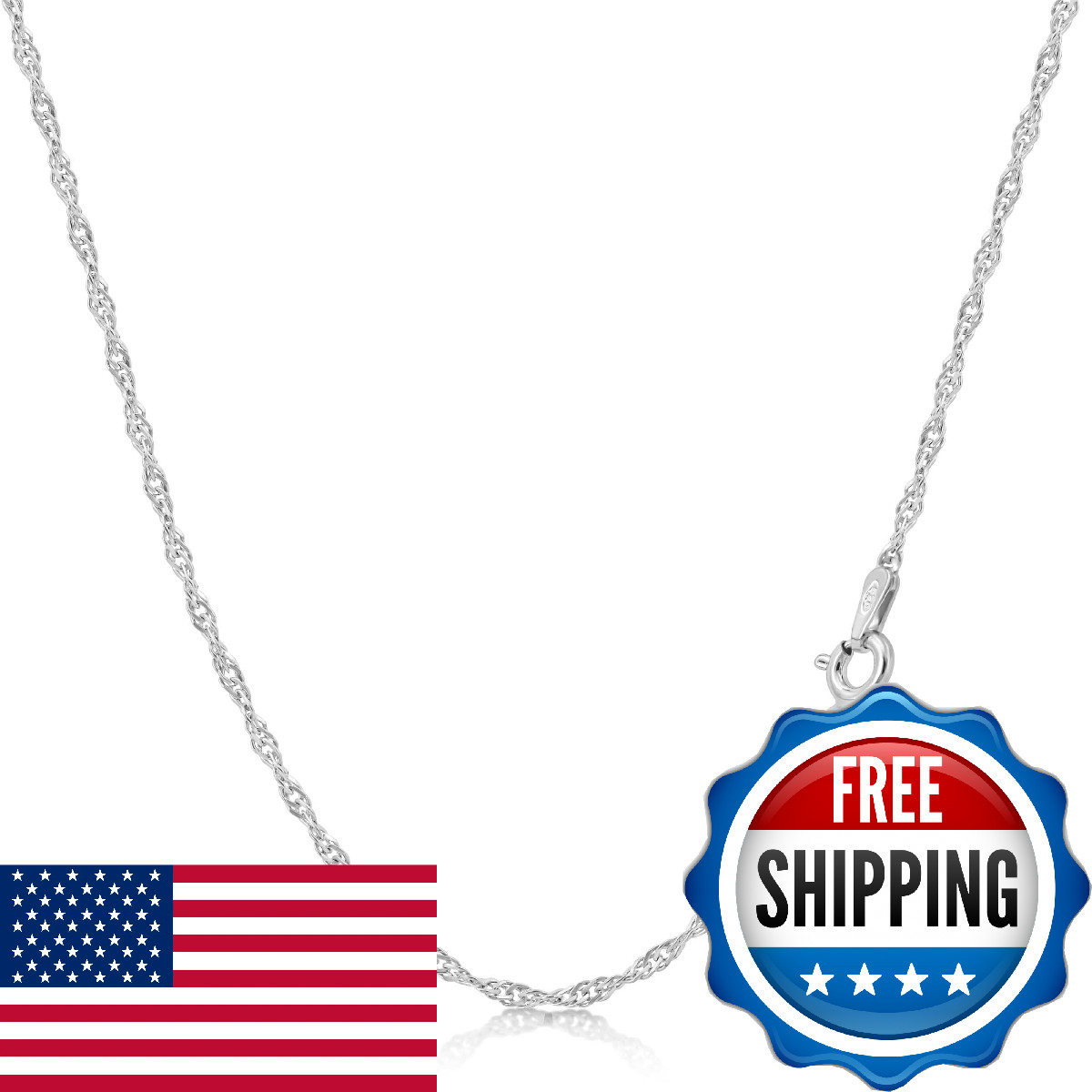 Kezef 18K 2Mm Sterling Silver Plated 925 Sterling Silver Necklace Chains