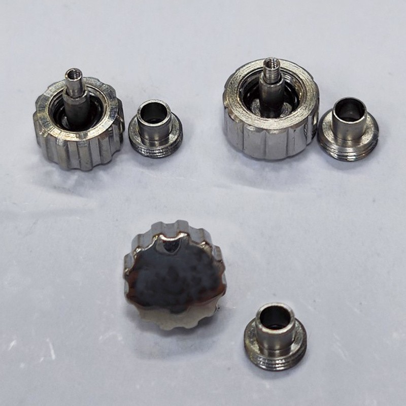 For Omega Seamaster Watch 6.5MM 7.0MM Locking Handle Crowns With Tube Silver