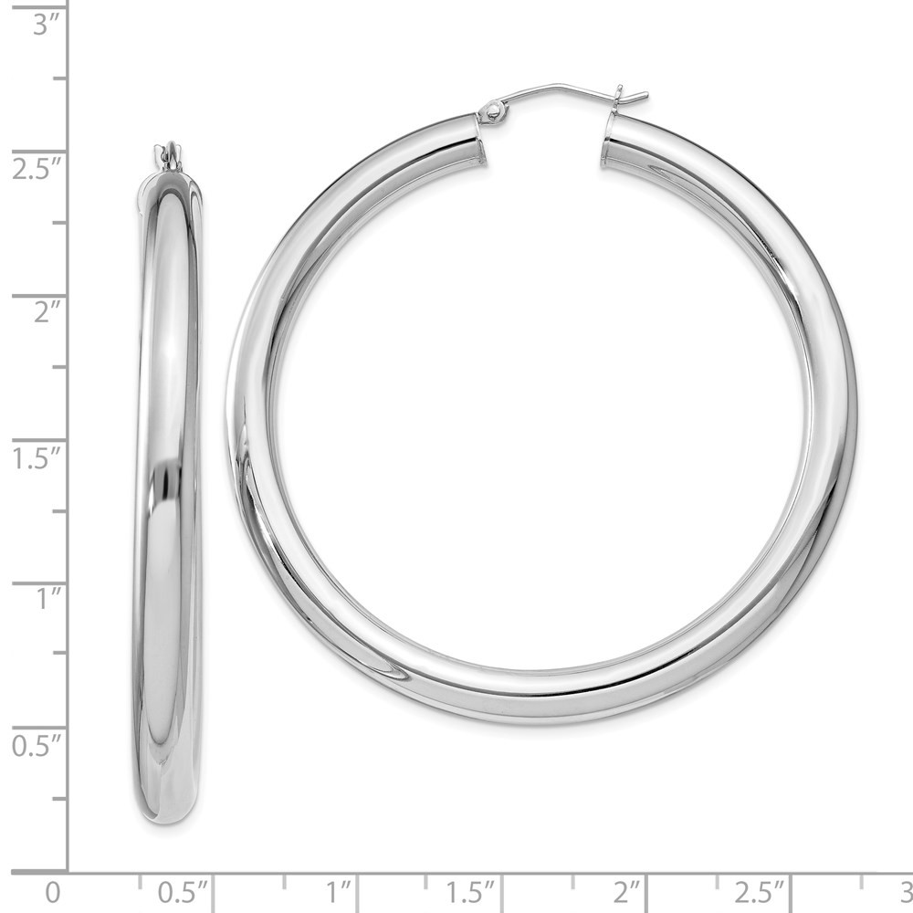 5mm Sterling Silver, Extra Large Round Hoop Earrings, 55mm (2 1/8 In)