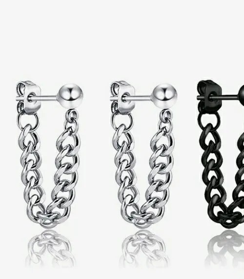 SMALL BALL AND CHAIN SILVER STUD EARRINGS 2.5 CM DROP, A GIFT FOR ANY OCCASION