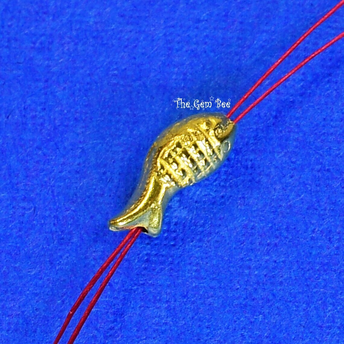 3.2x8mm 18k Yellow Gold Fancy Petite Koi Fish Design Spacer Finding Bead QTY: 1