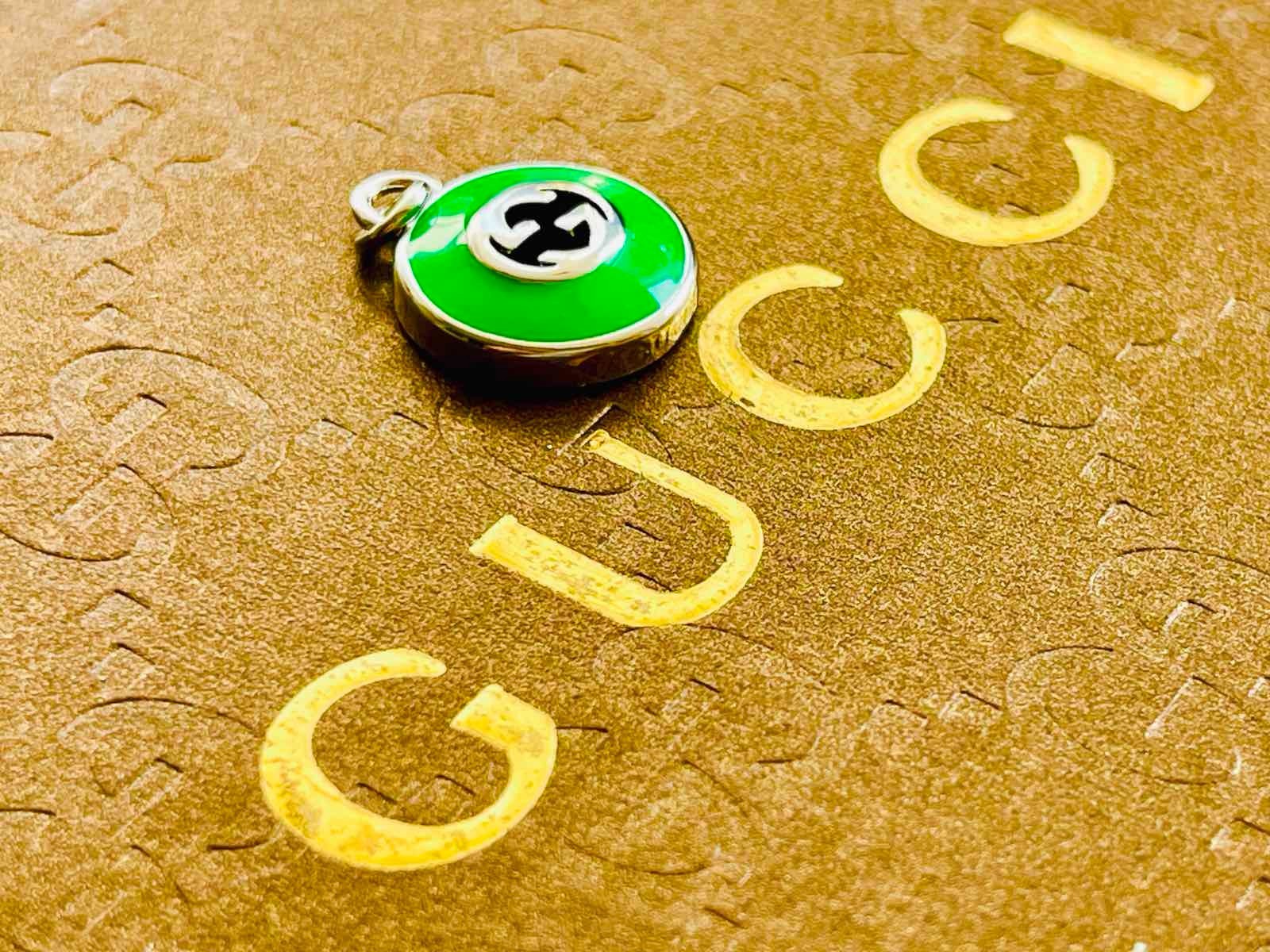 Gucci Pendant Zipper Pull silver/ green 0.8 inch stamped