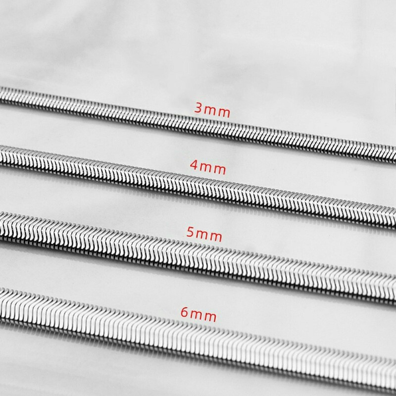 1.6-8mm Real Stainless Steel Silver Flat Snake Chain Necklace Unisex Men 18-36”
