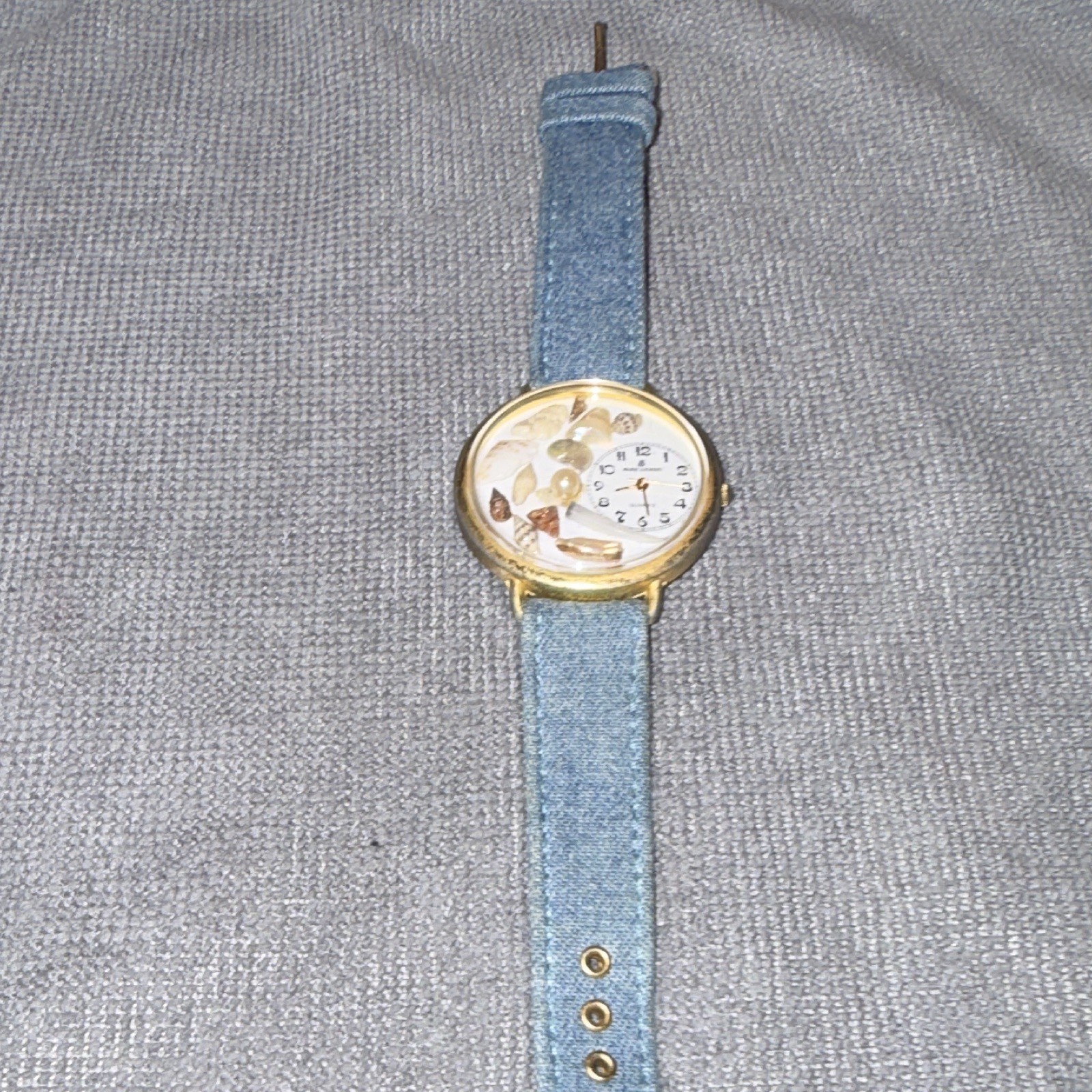 Marie Lourdes Quartz Women’s Analog Watch Seashell Dial Gold Tone Blue Strap
