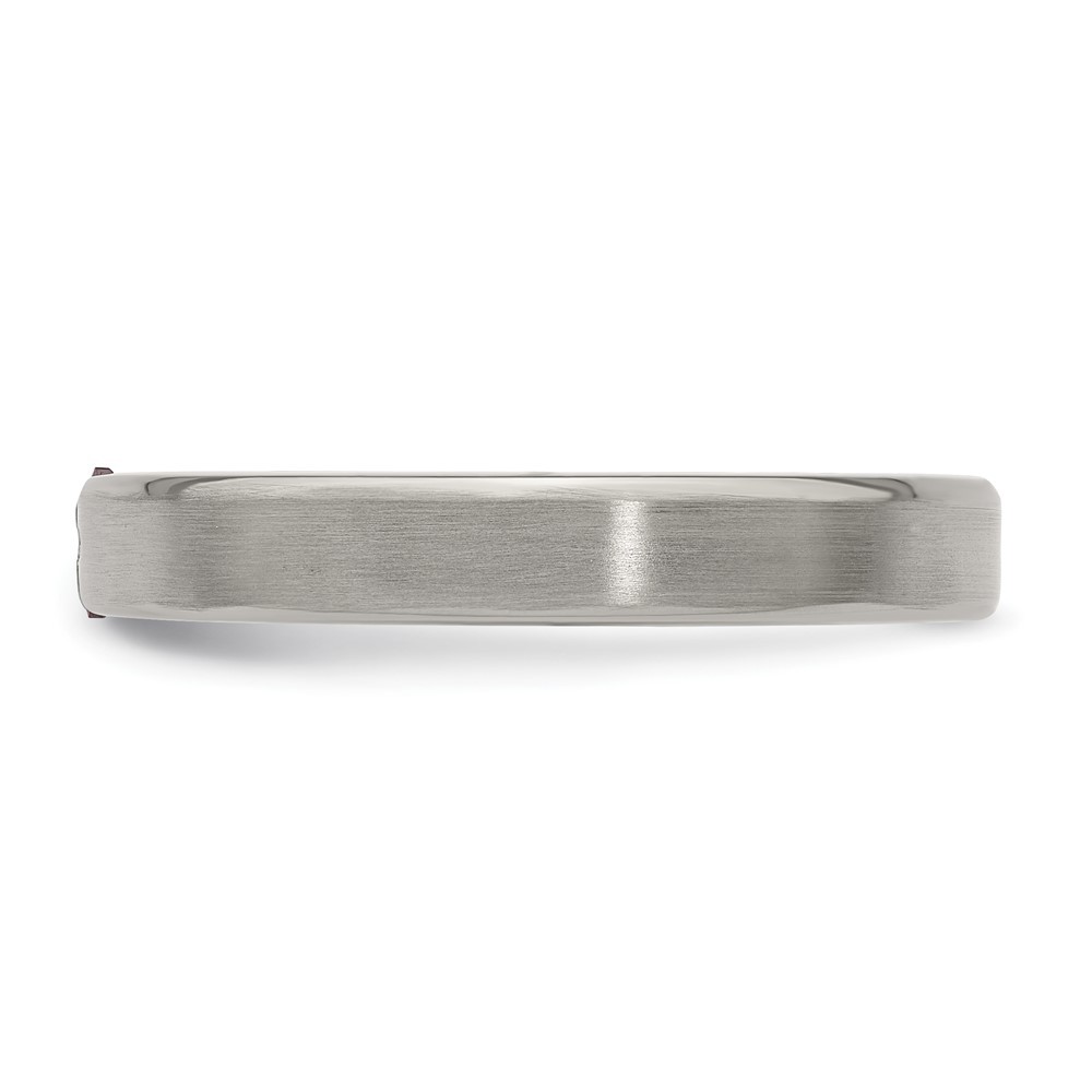 Titanium Tension-set Square Rhodolite Garnet Brushed 4mm Band Ring Size 7