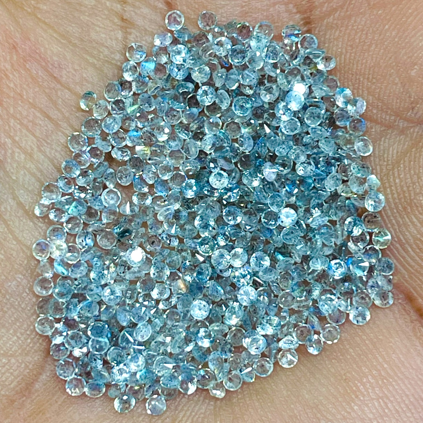 100 Pcs Natural Labradorite 2mm Round Diamond Cut Calibrated Loose Gemstones Lot