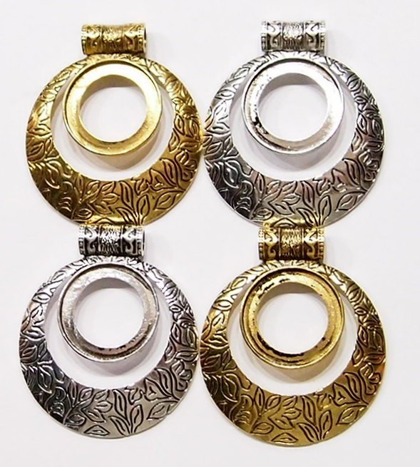 4 -30mm Round 2 Colors Victorian Deco Flower Large Pendant Setting 68x57mm