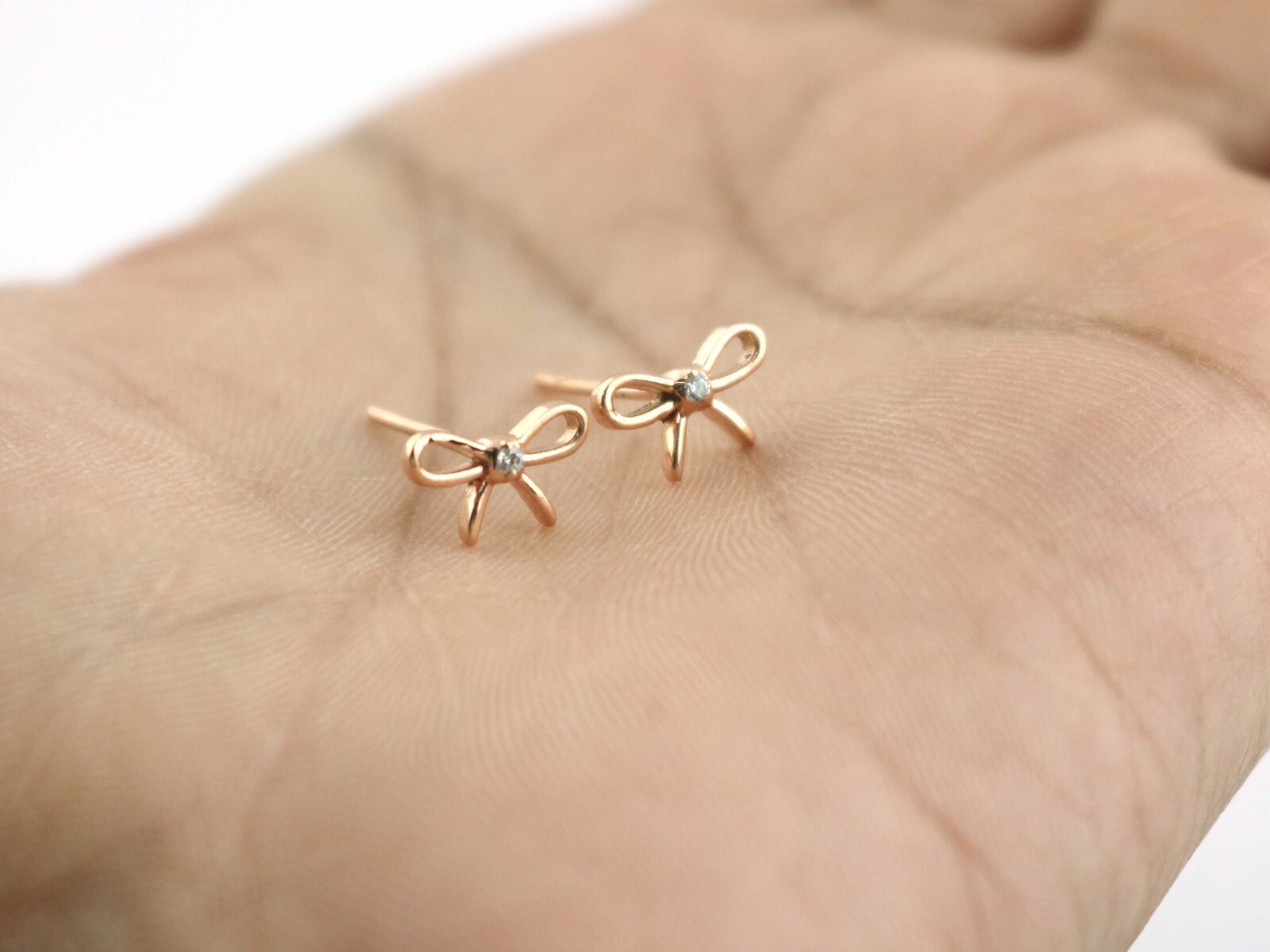 Bow Studs 925 Silver Rose Gold Dainty Bow Minimal Earrings Memorial Gift