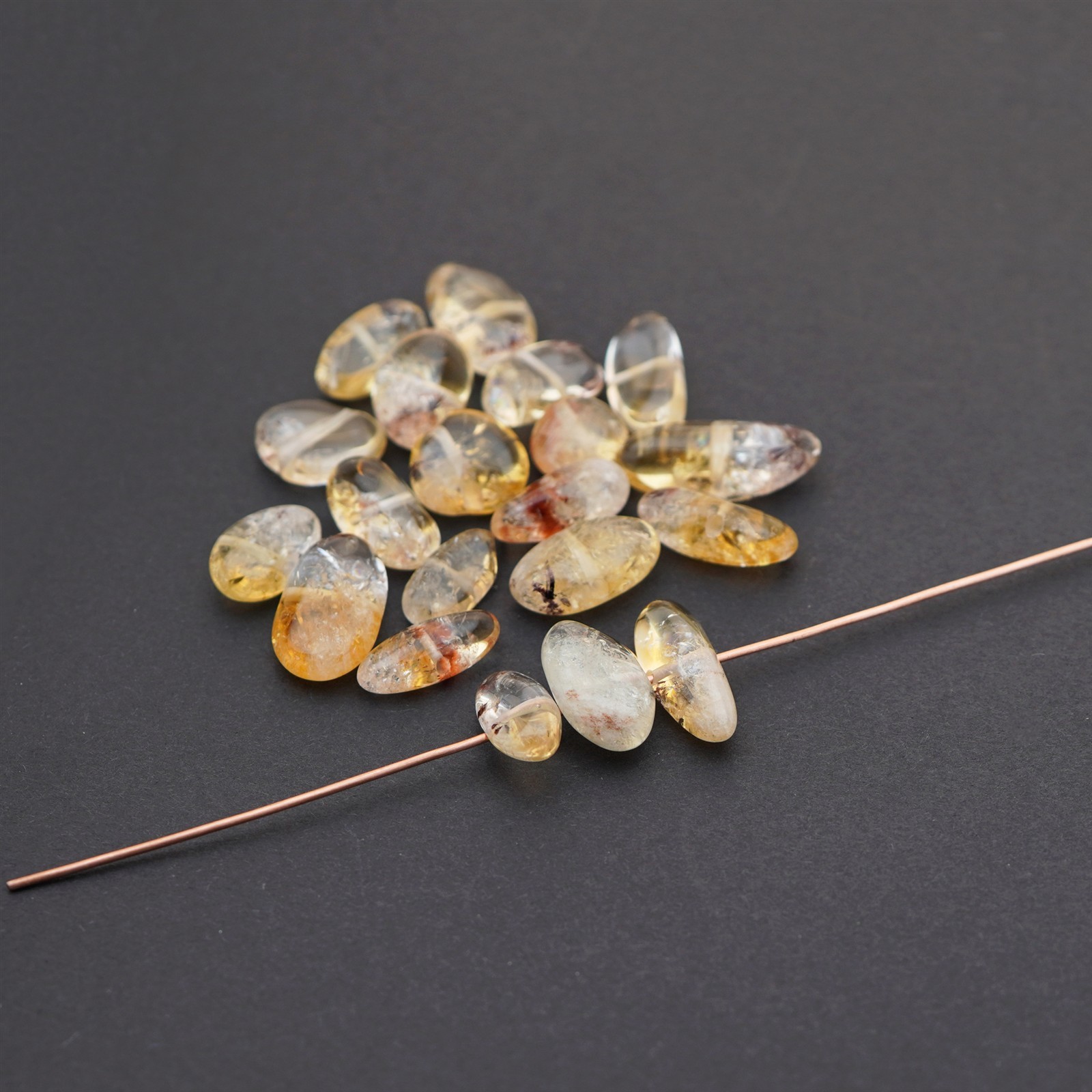 20 small side drilled pale yellow citrine nugget beads stone ranges 9mm 18mm