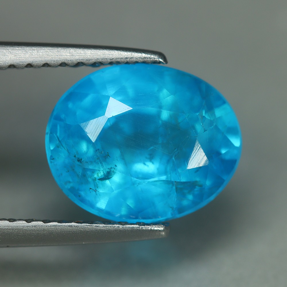 2.96 Cts_Ravishing !! Best Color_100 % Natural Unheated Neon Blue Apatite_Brazil