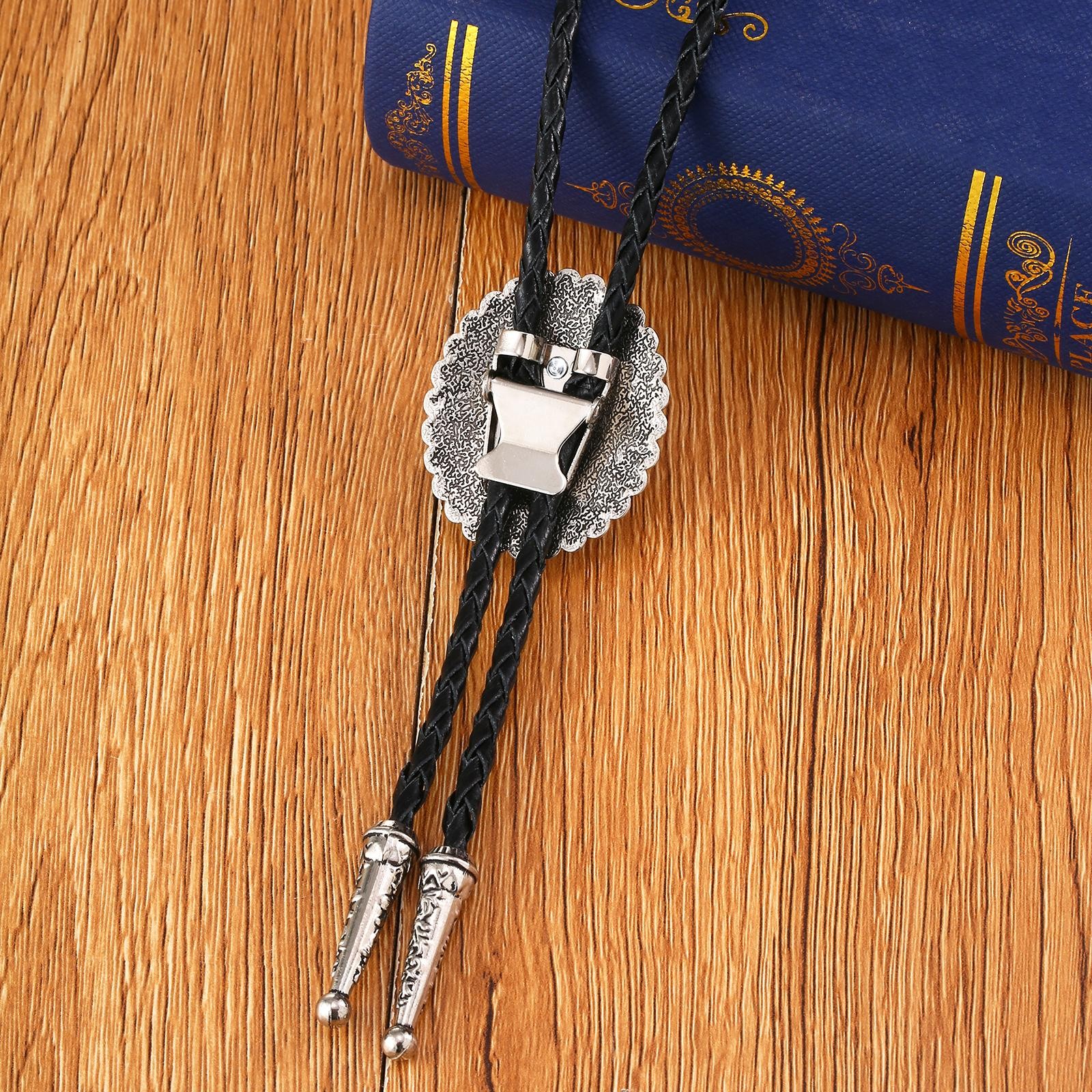 Vintage Bolo Tie Turquoise Stone Silver Sterling Cowboy Men Oval Navajo