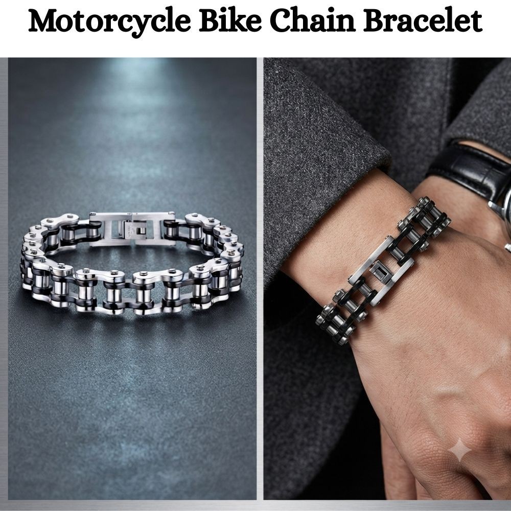 Men’s Fashion Bracelet Stainless Steel Motorcycle Bike Chain Design Jewelry Gift