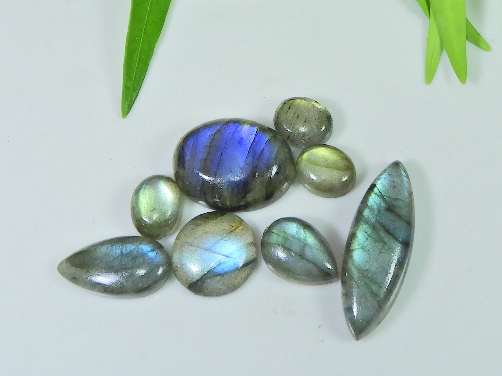 13X19MM Natural Labradorite Checker Cut Oval Cabochon Loose Gemstone 4PcsLot M79