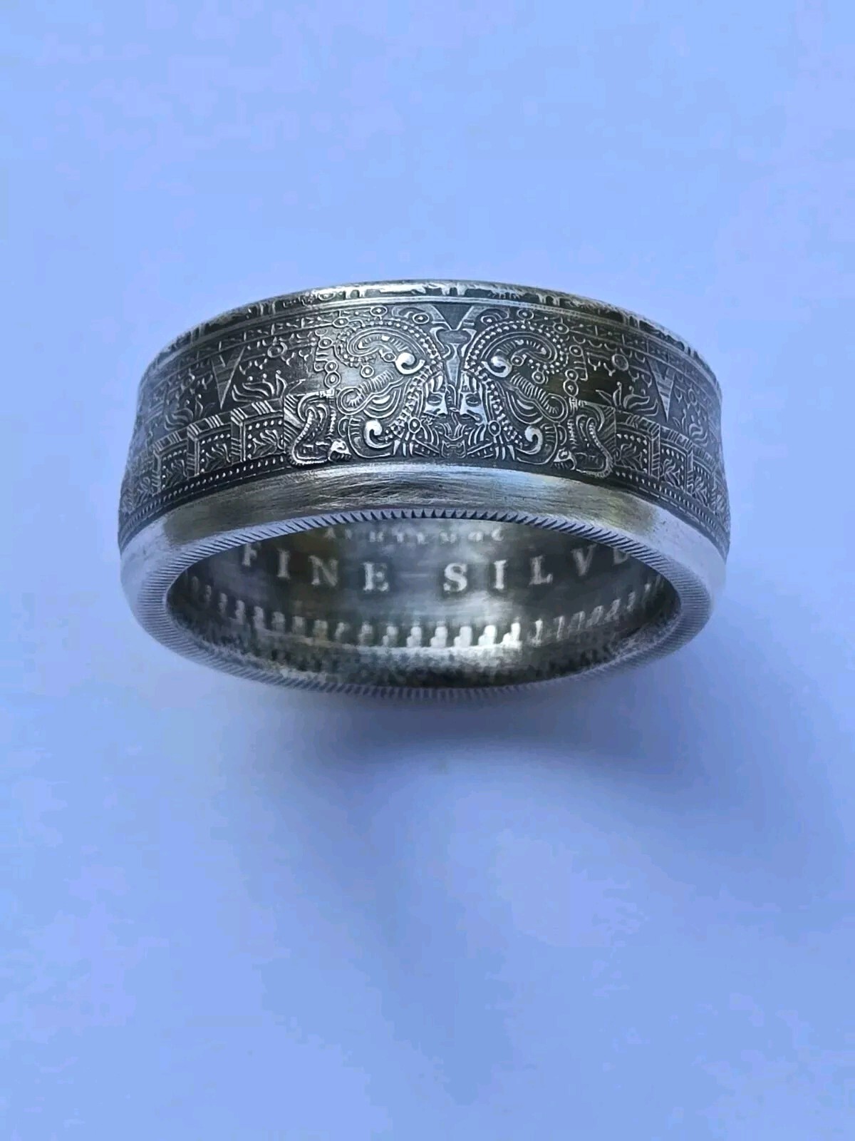 Aztec Calender .999 Pure Silver COIN RING Azteca Mayan Sz 8-14 Stars & Celestial
