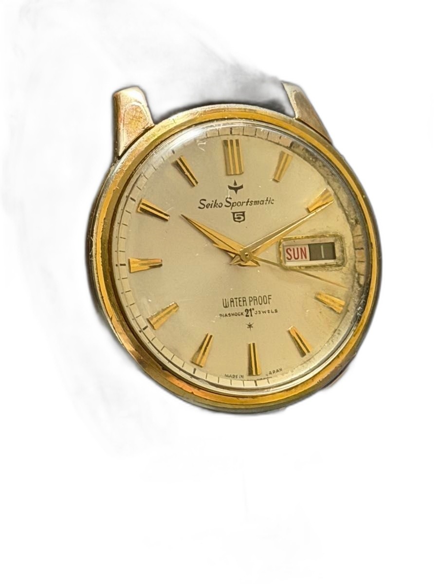 SEIKO Sportsmatic 5 Automatic Men’s Watch Champagne White Dial For Parts or Not