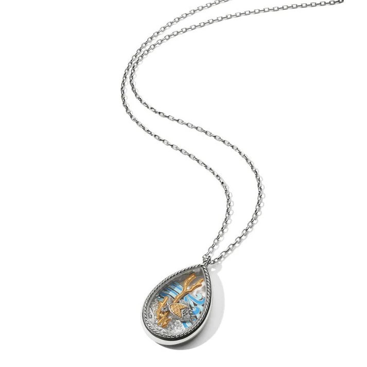 NWTaag Brighton SEA CURRENT SHAKER Fish Coral Waves Crystal Necklace MSRP $158