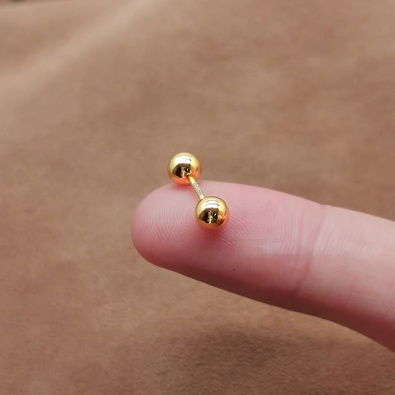 Womens Small Tiny Round Ball Screw Back Stud Earrings Surgical Steel 3/4/5mm