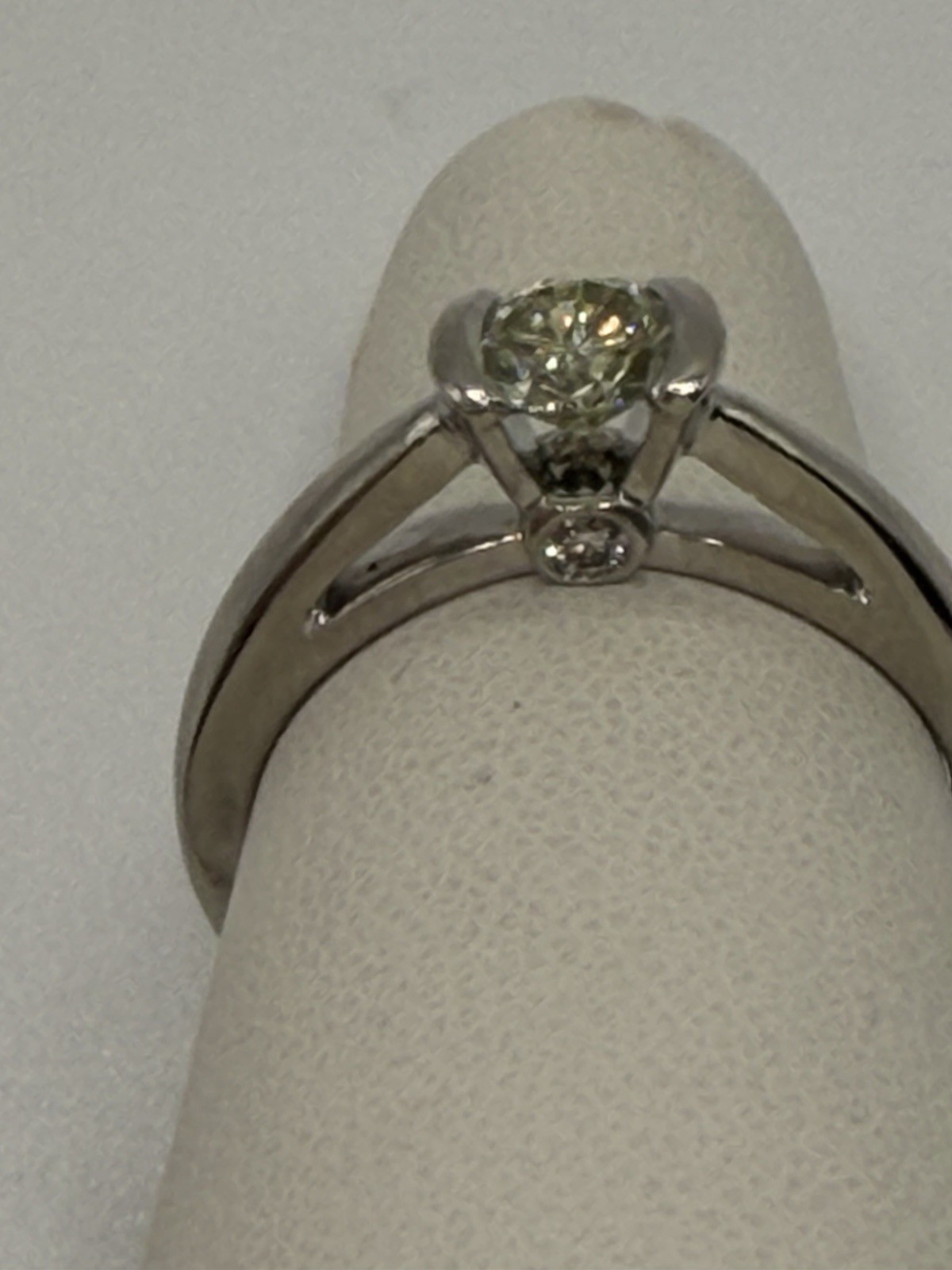 Palladium 3 Diamond Engagement Ring Sz 6.5