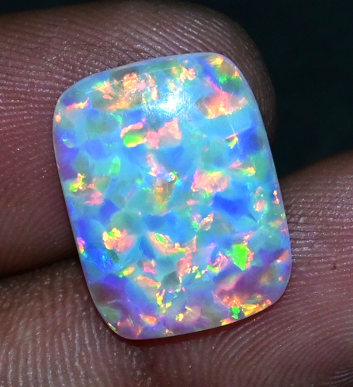 6.65 Ct Natural Play of Color Ethiopian Fire Opal Cabochon Certified Gemstone