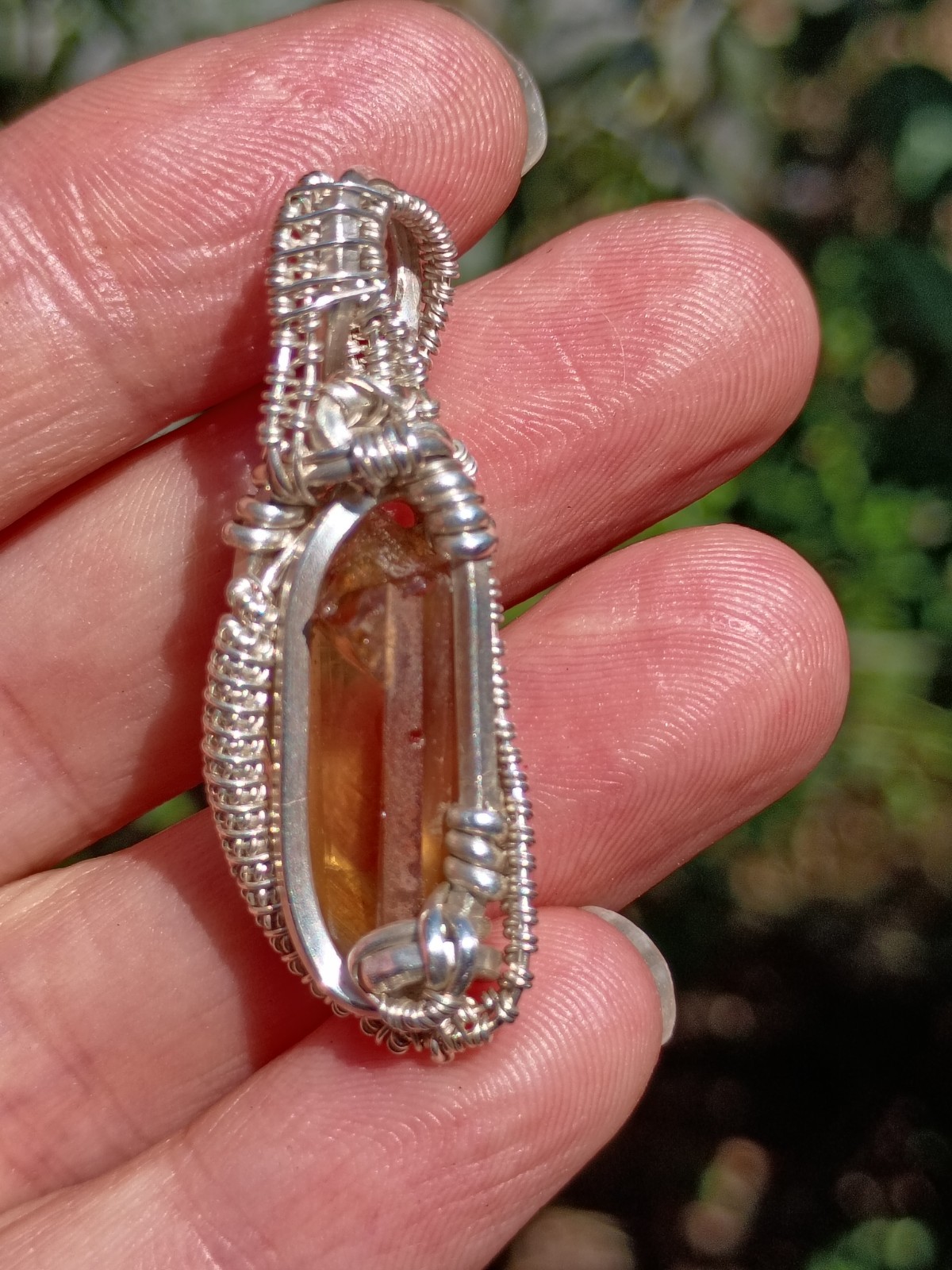 Citrine Crystal Pendant Sterling silver handcrafted amulet elegant necklace