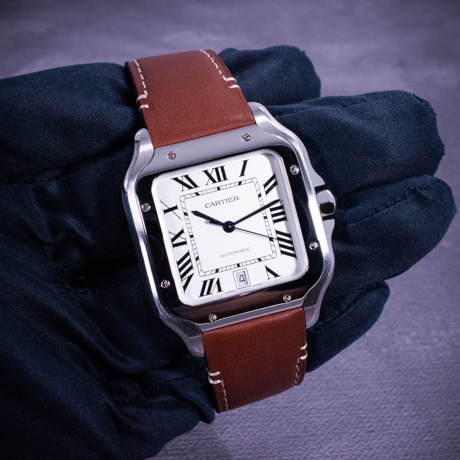 Cartier Santos de Cartier Large Model Silvered Opaline Dial Ref. WSSA0009 w/ B&P
