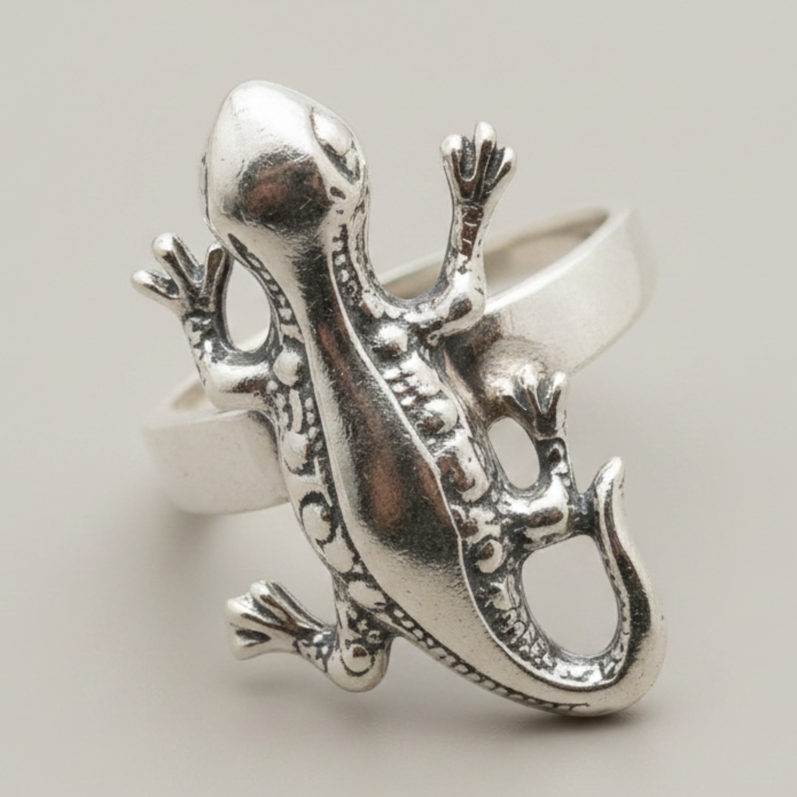925 Sterling Silver Lizard Gecko Ring Handmade Nickel Free