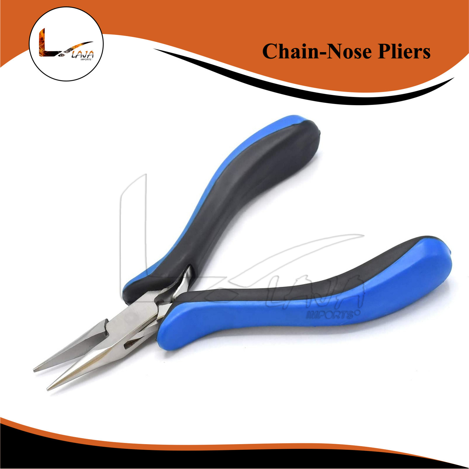 Chain-Nose Pliers and Ergonomic Grip,Jewelry Making Supplies (Blue+Black Handle)