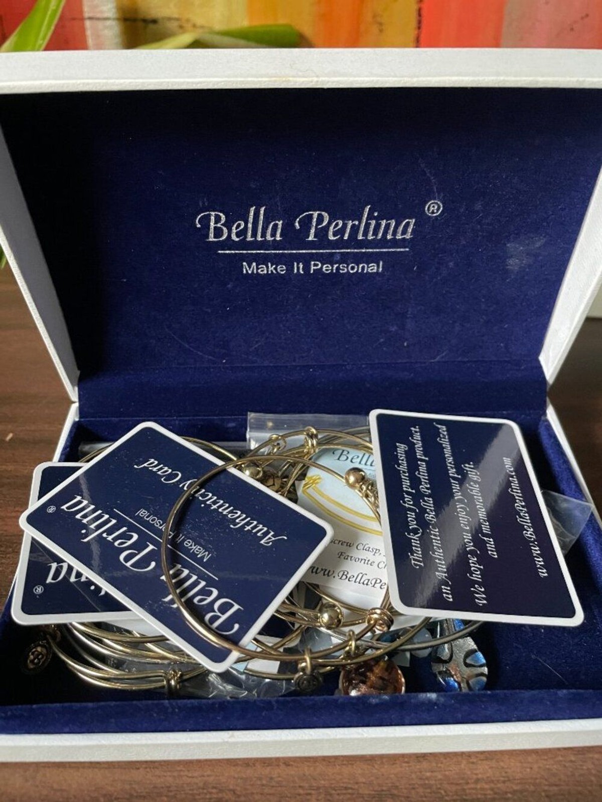 Bella Perlina Gold-Tone Charm Bangle Bracelet (Make It Personal)